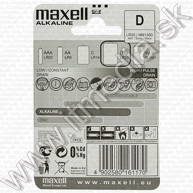 Image of Maxell D LR20 alkali elem (IT4417)